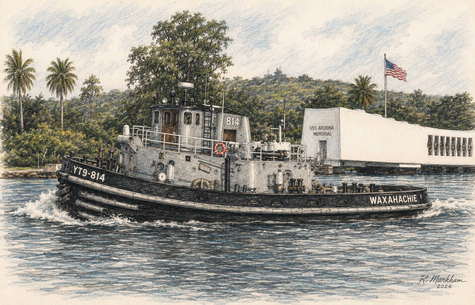 USS Waxahachie tugboat - the Navy vessel Jeanne Andersen served on, mirroring the Sailor Bob tugboat from childhood